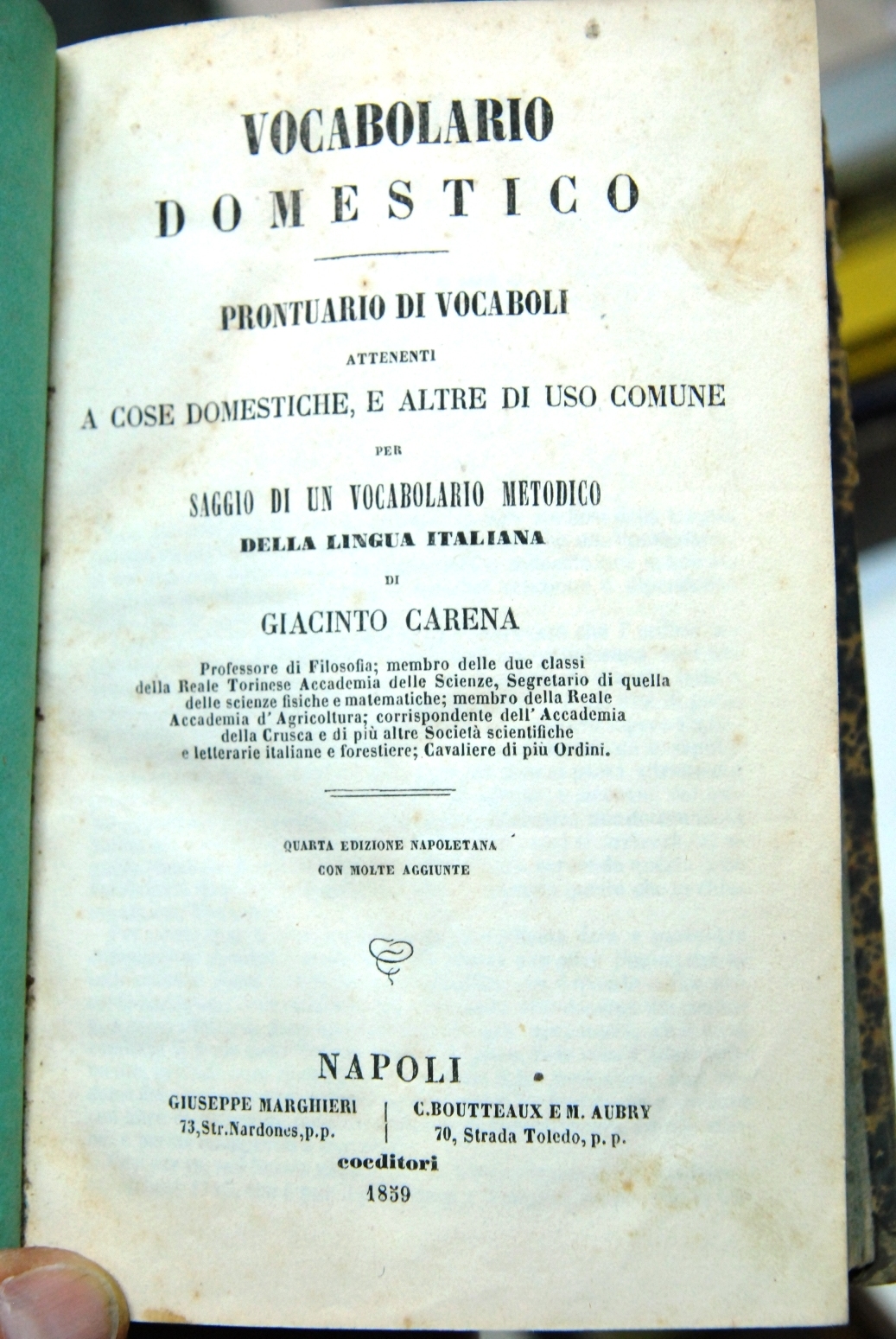 Vocabolario domestico, prontuario di vocaboli attenenti a cose domestiche