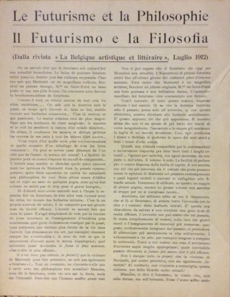LE FUTURISME ET LA PHILOSOPHIE - IL FUTURISMO E LA …