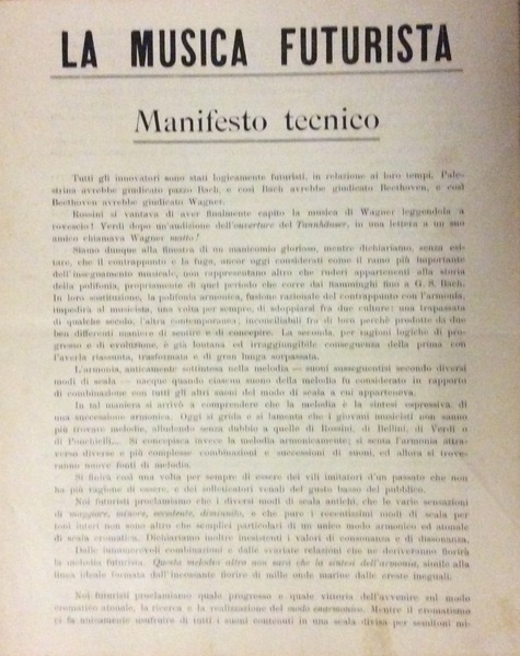 LA MUSICA FUTURISTA - MANIFESTO TECNICO.