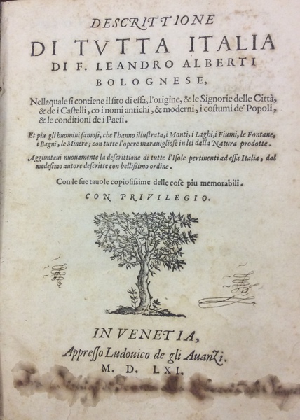 DESCRITTIONE DI TUTTA ITALIA. - Nella quale si contiene il …
