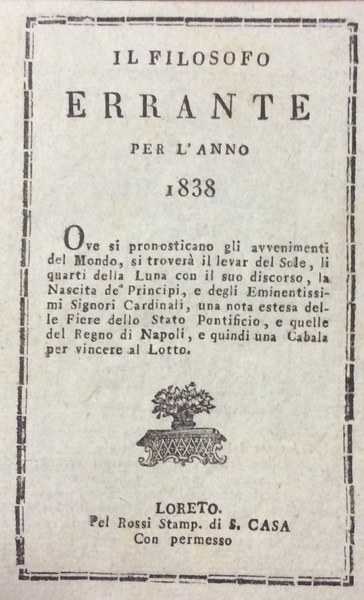 IL FILOSOFO ERRANTE PER L'ANNO 1838.