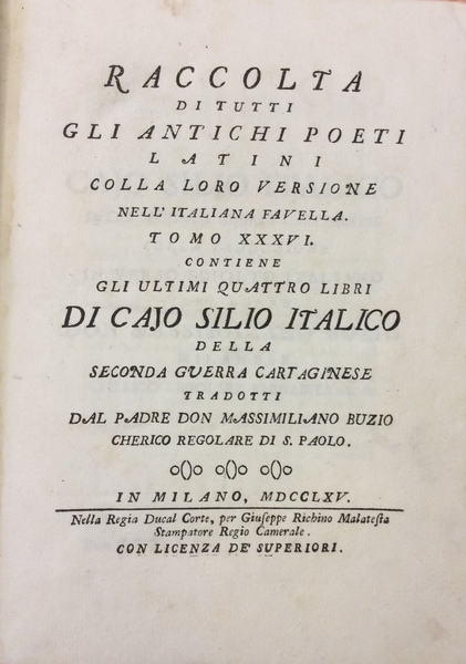 GLI ULTIMI QUATTRO LIBRI DELLA SECONDA GUERRA CARTAGINESE. - Tradotti …
