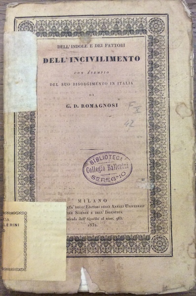 DELL'INDOLE E DEI FATTORI DELL'INCIVILIMENTO CON ESEMPIO DEL SUO RISORGIMENTO …