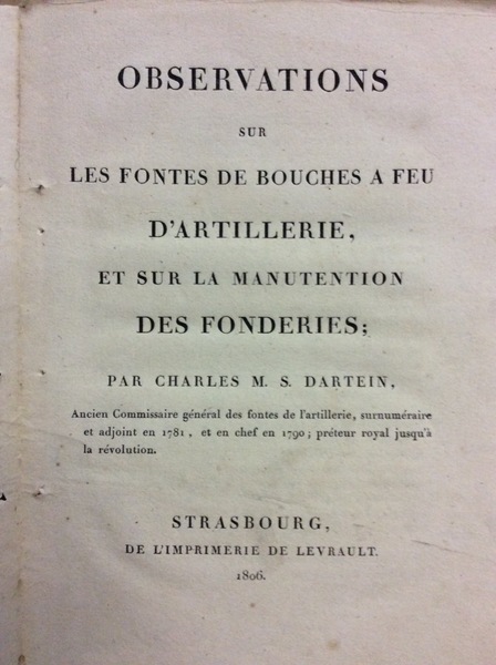 OBSERVATIONS SUR LES FONTES DE BOUCHES A FEU D'ARTILLERIE, ET …