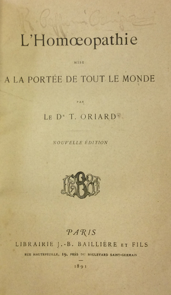 L'HOMOEOPATHIE MISE A LA PORTEE DE TOUT LE MONDE. - …
