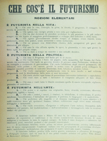 CHE COS'E' IL FUTURISMO, NOZIONI ELEMENTARI.