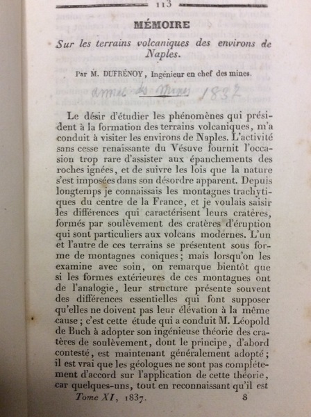 SUR LES TERRAINS VOLCANIQUES DES ENVIRONS DE NAPLES. - Mémoire.