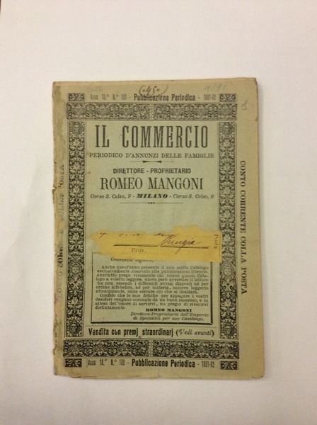 IL COMMERCIO. - Periodico d'annunzi delle famiglie N. 180 - …