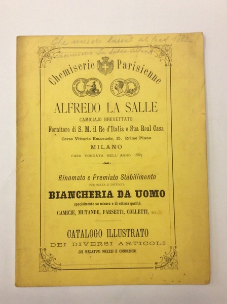 CHEMISERIE PARISIENNE. ALFREDO LA SALLE - CAMICIAJO BREVETTATO. - Fornitore …