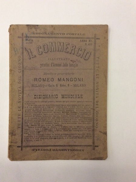 IL COMMERCIO ILLUSTRATO. - Periodico d'annunzi delle famiglie N. 103 …