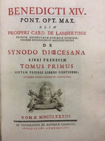 DE SYNODO DIOECESANA LIBRI TREDECIM. - Novissima editio auctior et …