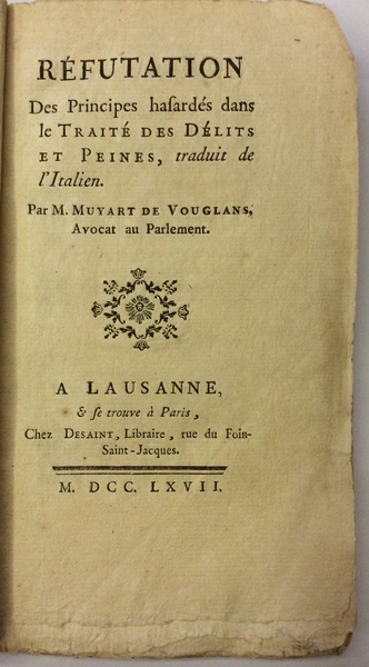 REFUTATION DES PRINCIPES HASARDES DANS LE "TRAITE' DES DELITS ET …
