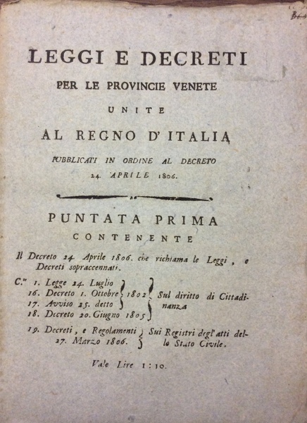 LEGGI E DECRETI PER LE PROVINCIE VENETE UNITE AL REGNO …