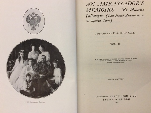 AN AMBASSADOR'S MEMOIRS. - Translated by F. A. Holt, O.B.E.