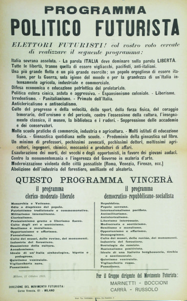 PROGRAMMA POLITICO FUTURISTA.