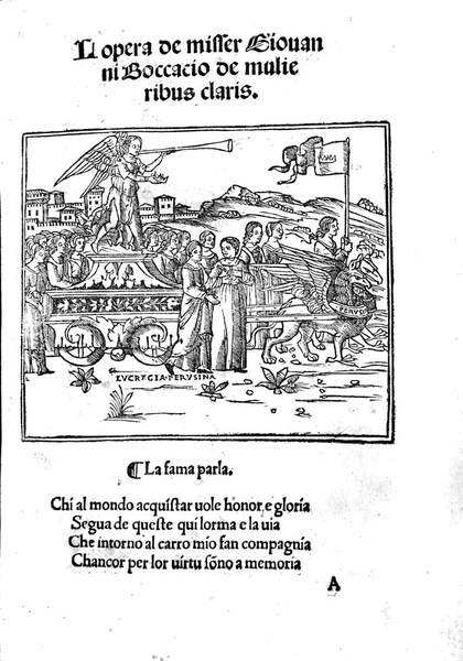 LOPERA (L'Opera) DE MISSER GIOUANNI BOCCACIO DE MULIERIBUS CLARIS.