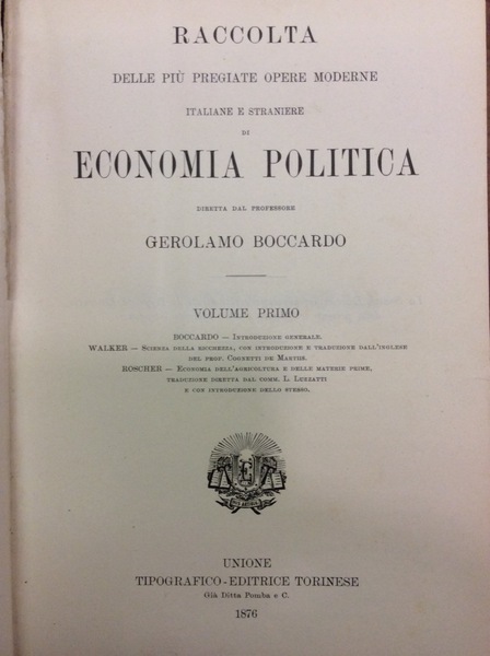 SCIENZA DELLA RICCHEZZA / ECONOMIA DELL'AGRICOLTURA E DELLE MATERIE PRIME. …
