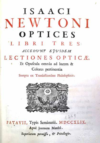 ISAACI NEWTONI OPTICES LIBRI TRES. - Accedunt eiusdem Lectiones Opticae...