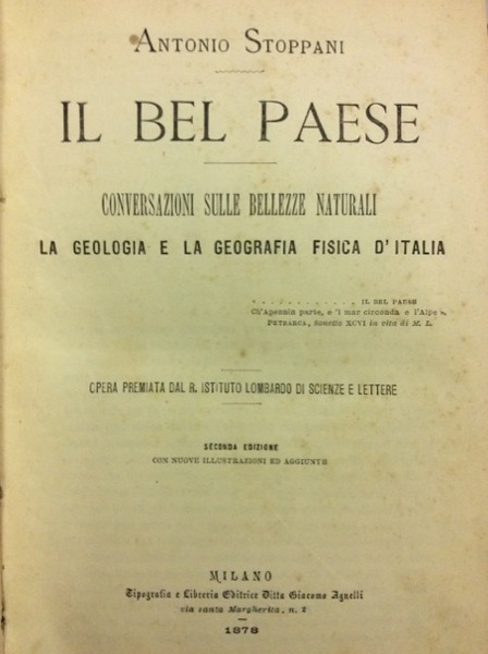 IL BEL PAESE. - Conversazioni sulle bellezze naturali. La geologia …