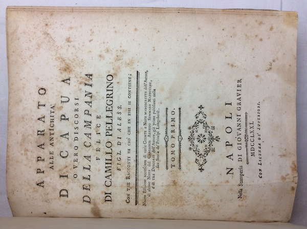 APPARATO ALLE ANTICHITA' DI CAPUA O VERO DISCORSI DELLA CAMPANIA …