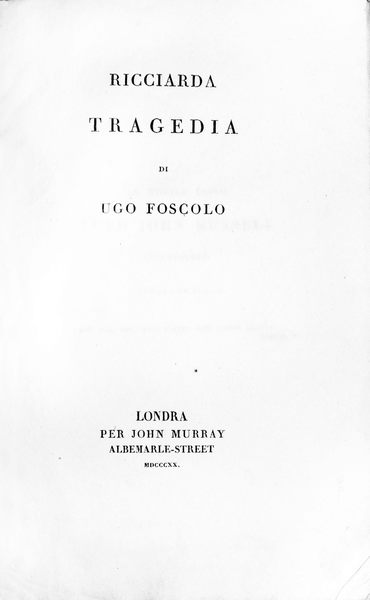 RICCIARDA. - Tragedia.