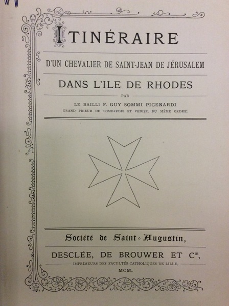 ITINERAIRE D'UN CHEVALIER DE SAINT-JEAN DE JERUSALEM DANS L'ILE DE …