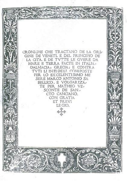 CRONICHE CHE TRACTANO DE LA ORIGINE DE VENETI.