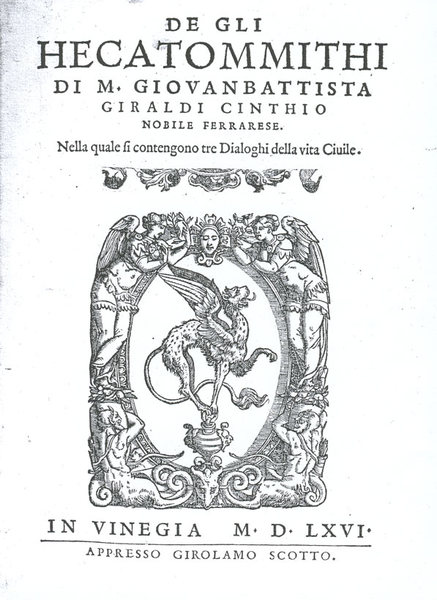 DE GLI HECATOMMITHI. - Nella quale si contengono tre Dialoghi …