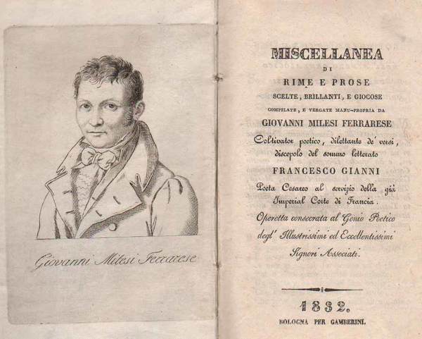 MISCELLANEA DI RIME E PROSE. - Scelte, brillanti, e giocose...