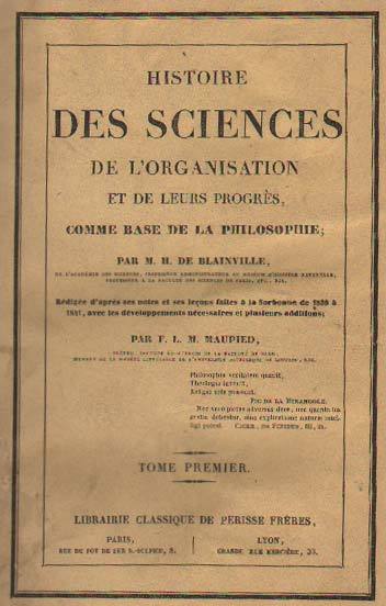 HISTOIRE DES SCIENCES DE L'ORGANISATION ET DE LEURS PROGRES, COMME …