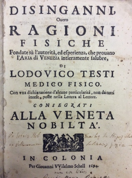 DISINGANNI, OVERO RAGIONI FISICHE FONDATE SU' L'AUTORITA', ED ESPERIENZA, CHE …