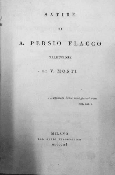 SATIRE. - Traduzione di V. Monti.