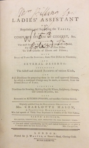 THE LADIES' ASSISTANT FOR REGULATING AND SUPPLYING THE TABLE. - …