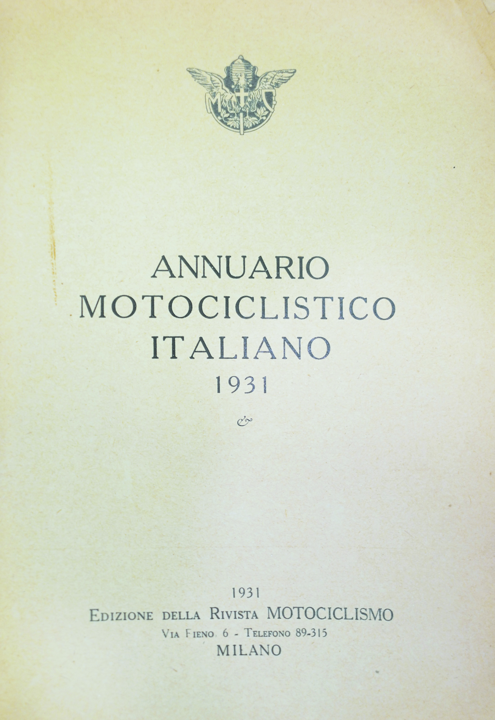 ANNUARIO MOTOCICLISTICO ITALIANO 1931.