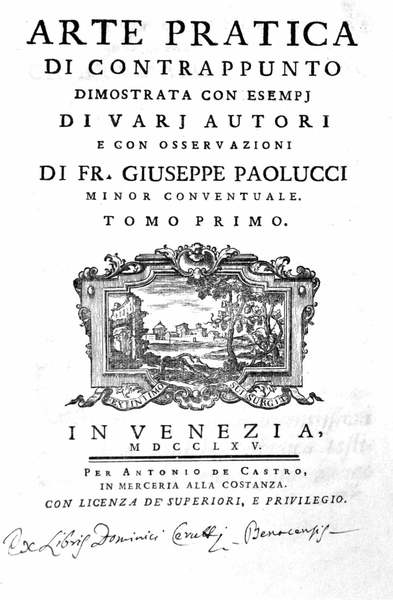 ARTE PRATICA DI CONTRAPPUNTO. - Dimostrata con esempj di varj …