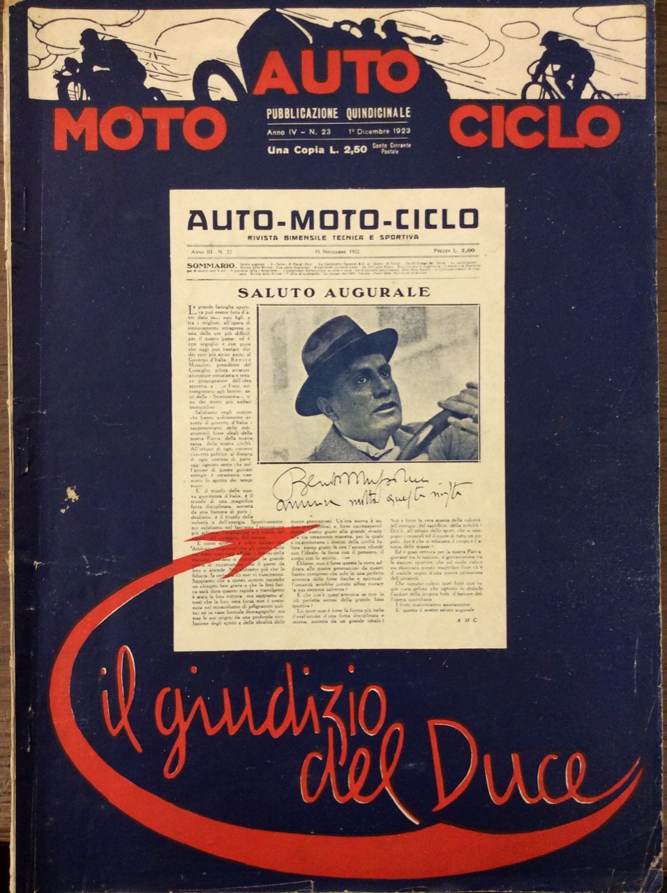 AUTOMOTOCICLO. ANNO IV - N. 23 - 1 DICEMBRE 1923. …