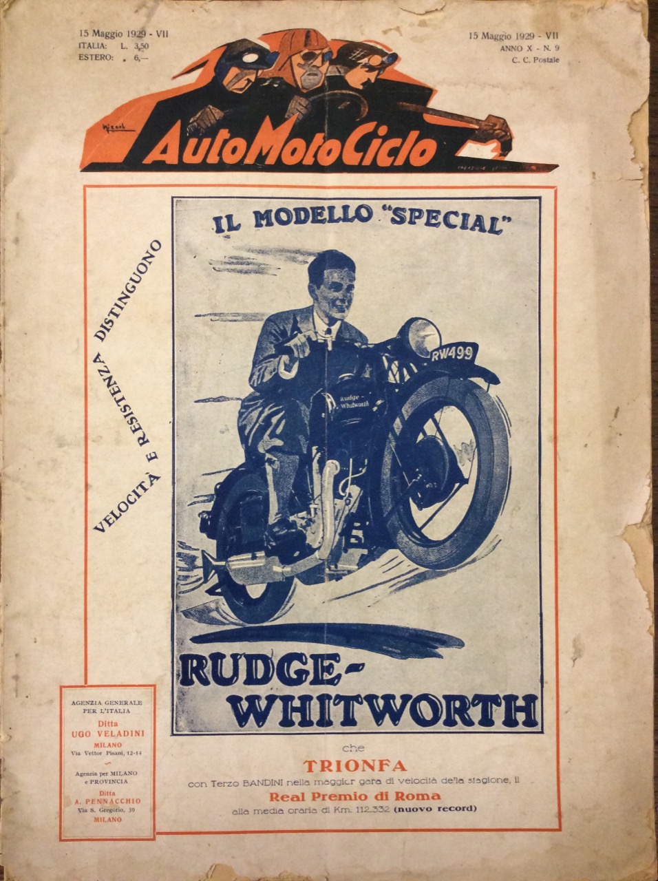 AUTOMOTOCICLO. ANNO X - N. 9 - 15 MAGGIO 1929. …