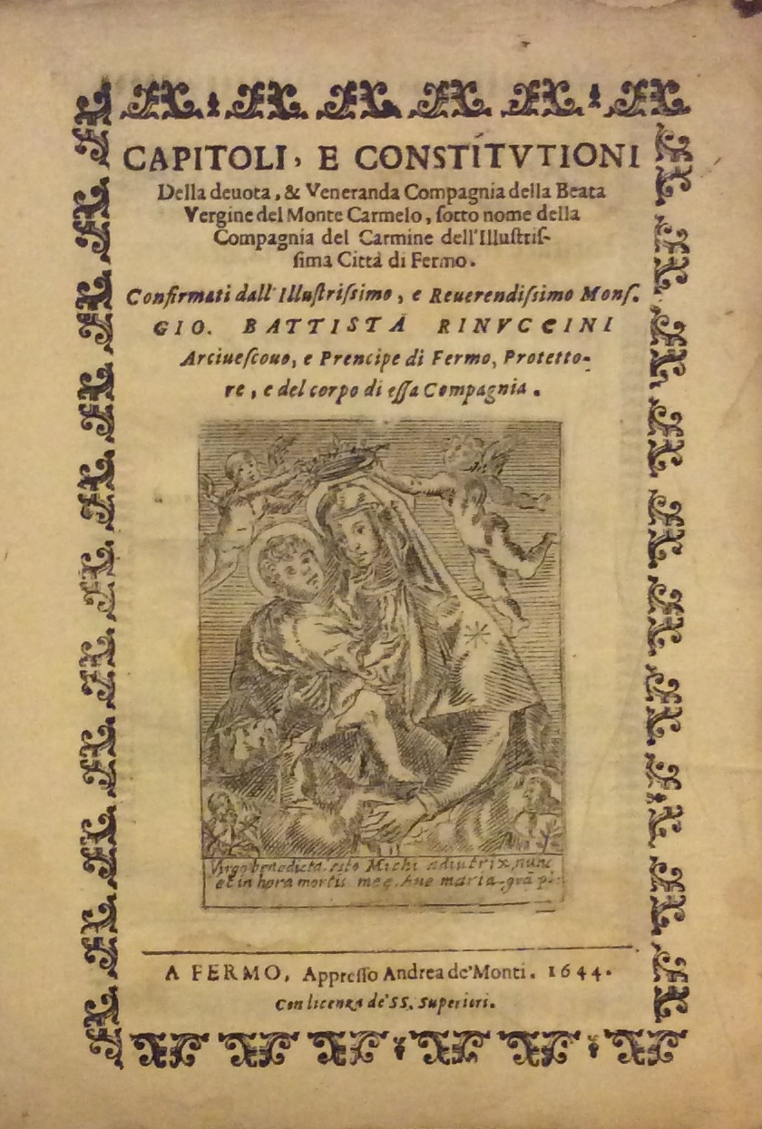 CAPITOLI E CONSTITUTIONI DELLA DEVOTA & VENERANDA COMPAGNIA DELLA BEATA …