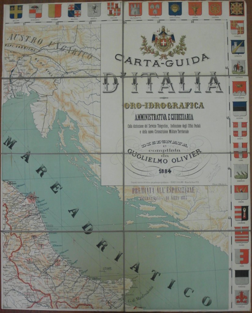 CARTA-GUIDA D'ITALIA ORO-IDROGRAFICA. - Amministrativa e giudiziaria. Colla distinzione del …