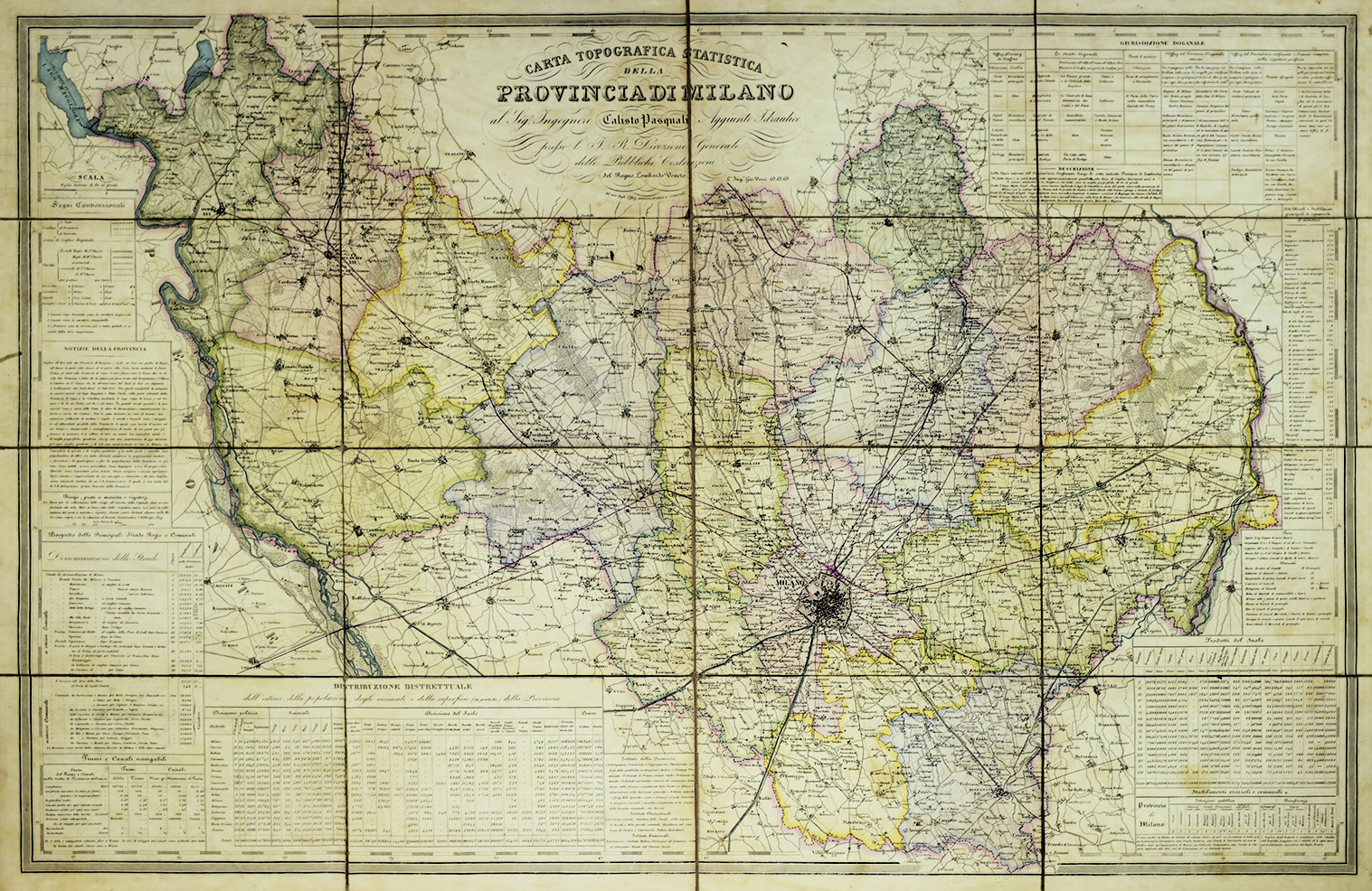 CARTA TOPOGRAFICA STATISTICA DELLA PROVINCIA DI MILANO. - Al Sig. …