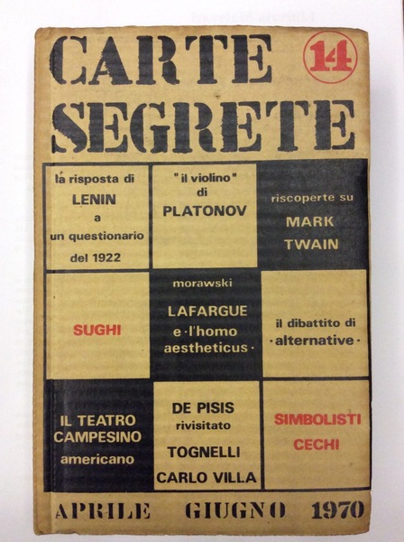CARTE SEGRETE. ANNO IV - APRILE-GIUGNO 1970 - N. 14. …