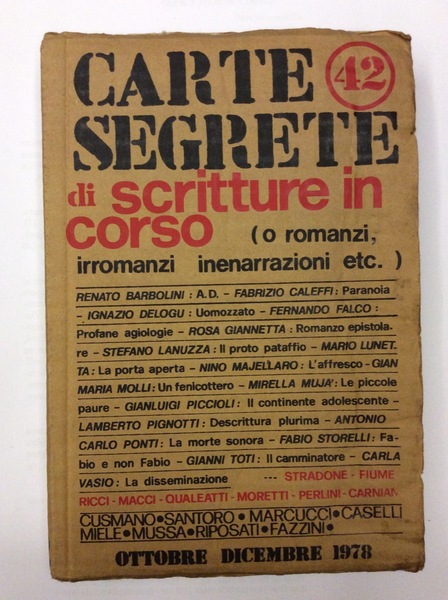 CARTE SEGRETE. ANNO XII - OTTOBRE-DICEMBRE 1978 - N. 42. …