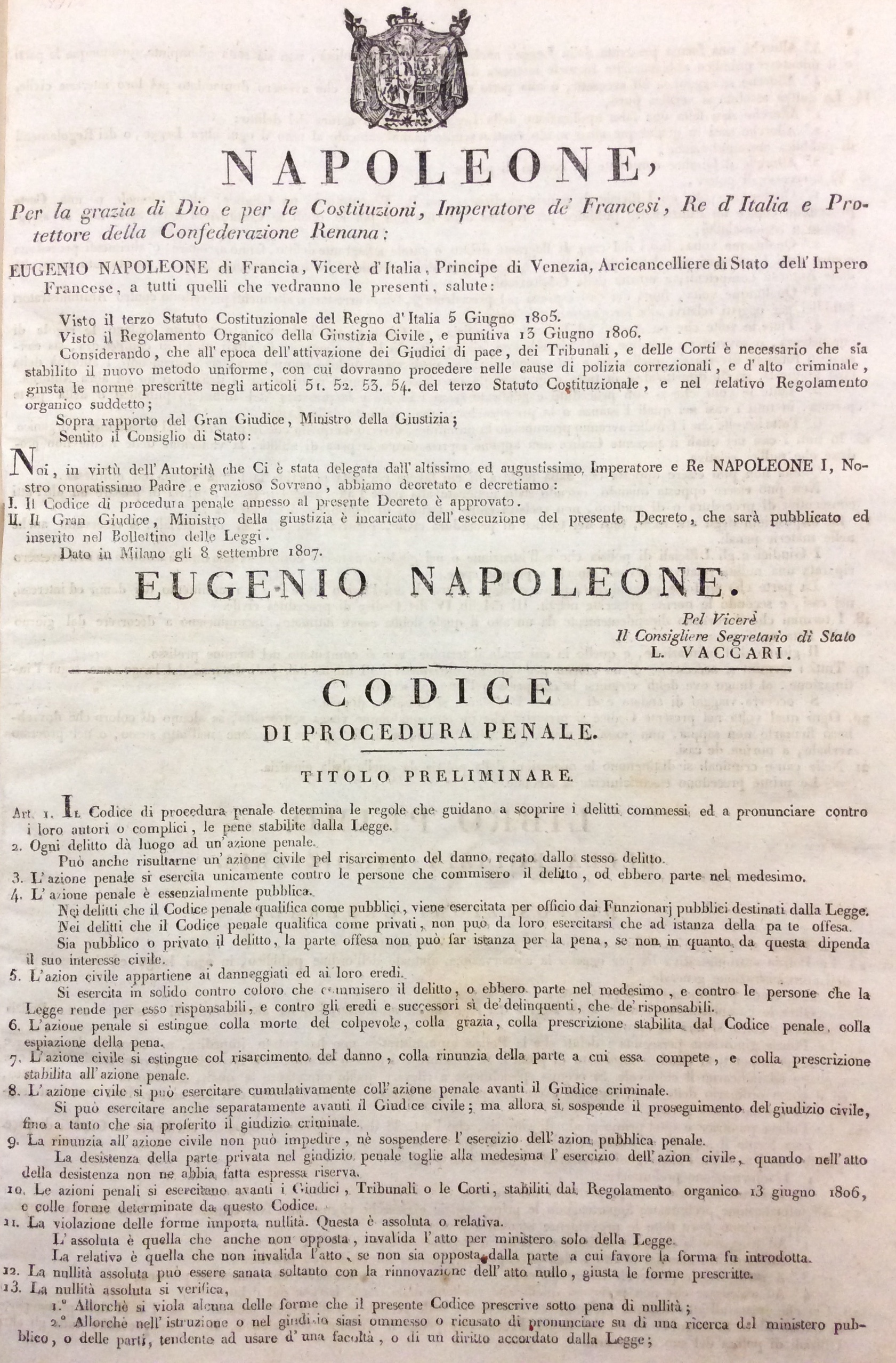 CODICE DI PROCEDURA PENALE.