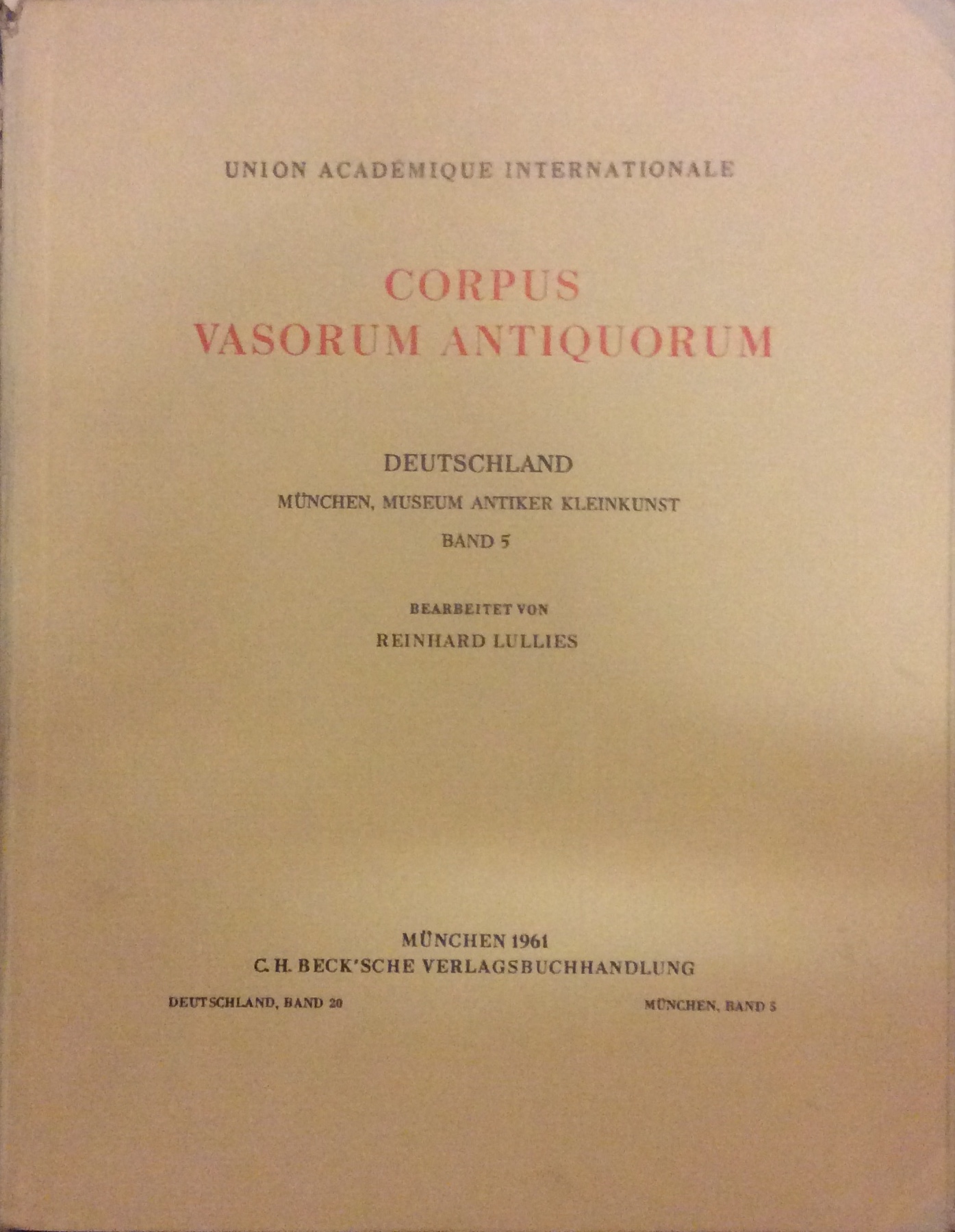 CORPUS VASORUM ANTIQUORUM - DEUTSCHLAND, 20. - Munchen, Museum Antiker …