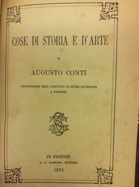 COSE DI STORIA E D'ARTE.