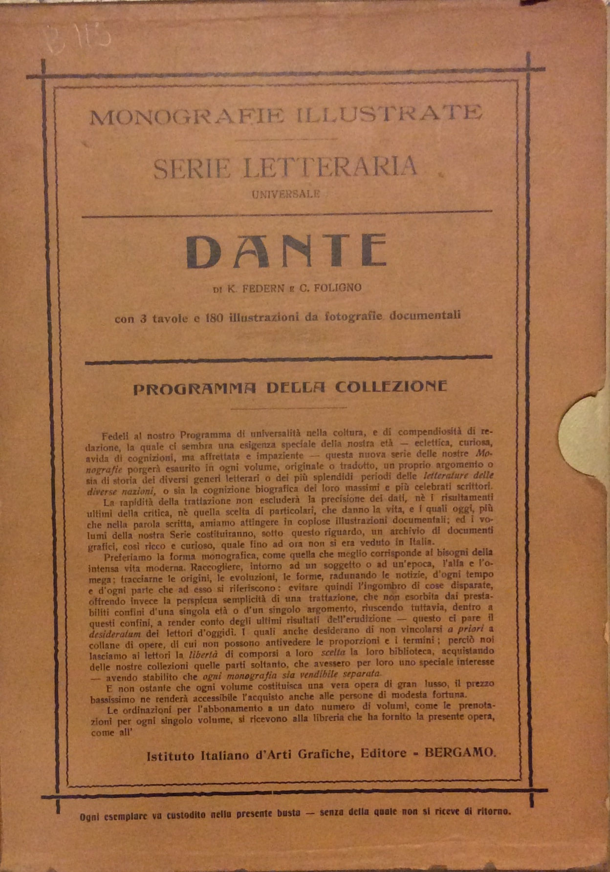 DANTE. - Tradotto e rifuso dal Dott. Cesare Foligno. Collezione …