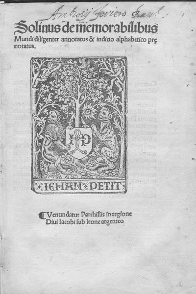 DE MEMORABILIBUS MUNDI. - Diligenter annotatus & indicio alphabetico prenotatus.
