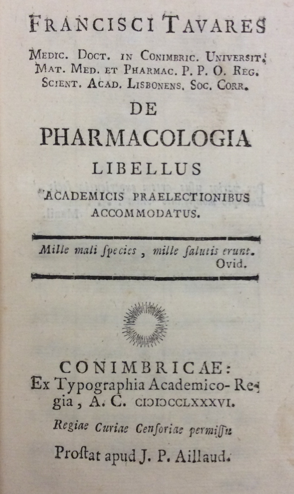 DE PHARMACOLOGIA LIBELLUS.