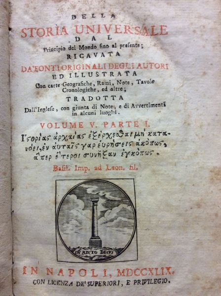 DELLA STORIA UNIVERSALE. - Dal principio del mondo fino al …