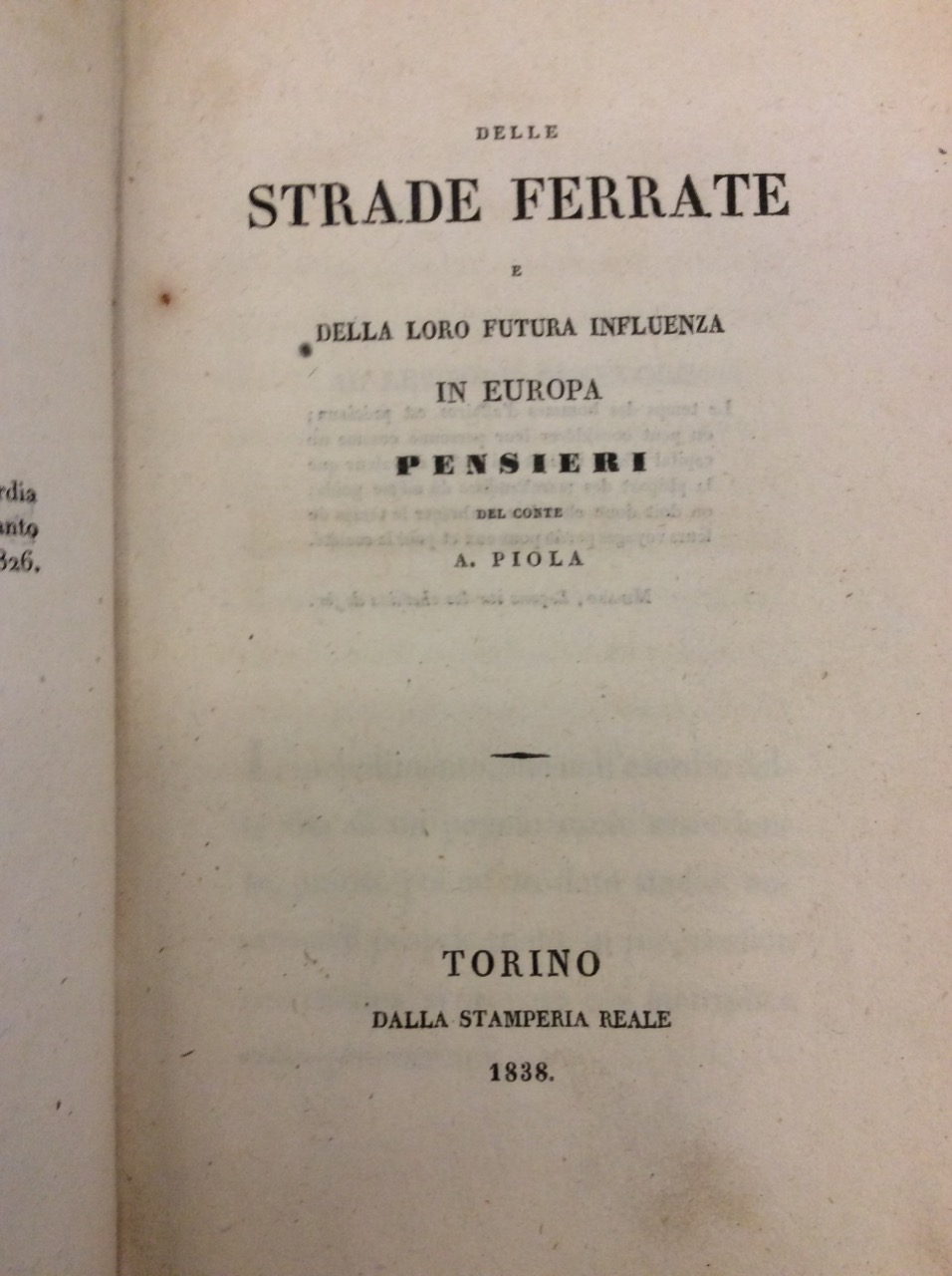 DELLE STRADE FERRATE E DELLA LORO FUTURA INFLUENZA IN EUROPA. …